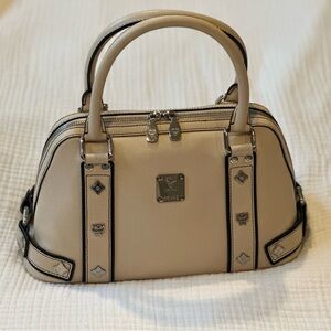 MCM Top Handle Bag in Cream